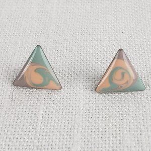Lavender/Green/Peach Swirl Enamel Triangle Earring